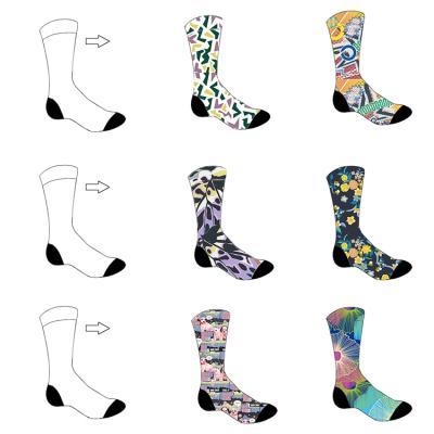 China Wholesale Breathable Breathable Logo Fashion Cotton Men Dress Full Custom Polyester Printed 360 Custom Sublimated Print OEM Socks for sale