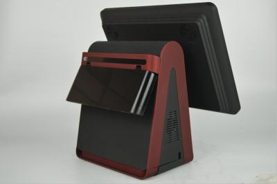 China Red Color POS System Touch Screen , 15 Inch Main Screen All In One POS Terminal for sale