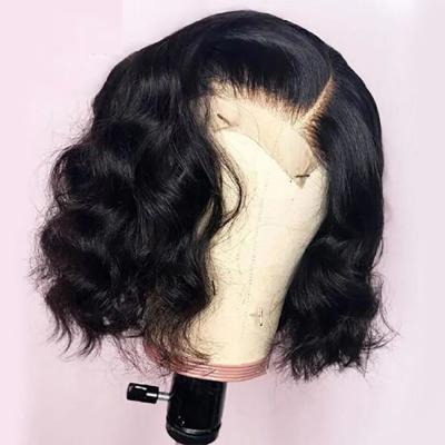 China Body 10 Inch Lace Closure Wig For Color Women Body Wave Short Bob Wavy Human Hair Wig 4x4 Lace Closure Wig for sale