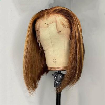 China Brazilian Remy Lace Front Highlight Wigs P4 27 Brazilian Remy Lace Front Human Hair Medium Short Bob Wigs for sale