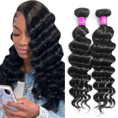 China Body Wave Archilan Brazilian Loose Deep Wave Vigin Hair Weave 3 Bundles 300g Virgin Unprocessed Loose Deep Wave Hair for sale