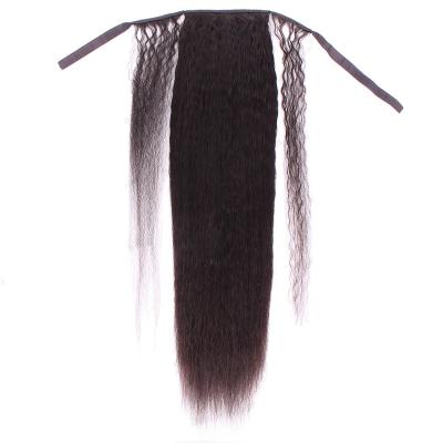 China Natural Black Mink Brazilian Ponytails Wave Silky Straight Human Hair Ponytails Long Yaki Straight Extneisons Wrap Around Hair Ponytails for sale