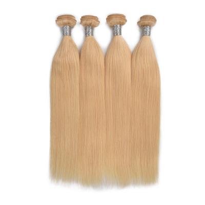 China Silky Straight Wave Virgin Gold Blonde Color Cuticle Aligned Human Hair Extensions Honey Vendor Blonde 613 Hair Bundles for sale