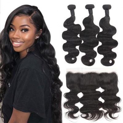 China Body Wave Indian Peruvian Indian Virgin Wavy Vendor Body Wave Hair Bundles With Headband , 12a Cuticle Aligned Indian Hair for sale