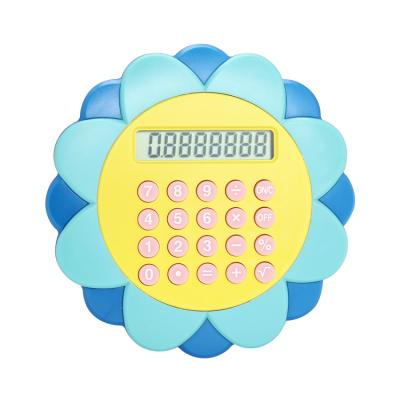 China Sunflower Shape Promotional Electronic Children's Round General Purpose Calculator Digital Cartoon Calculator for sale