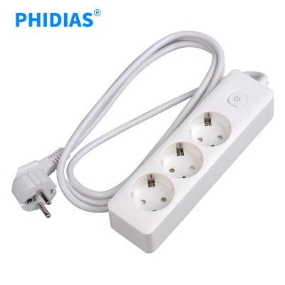 China White Color 10A 250V 260*72*43mm Outlet EU Safety Power Socket 1.8m Standard German Cord 3 Plug Socket With Grounding for sale