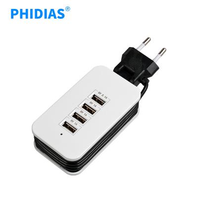 China USB 4 EU Plug Portable Standard Portable Power Charging 4 USB Wire Length 500W-10A (Max) Support 220V 2A Left Fast Charging 12W 1.2m for sale