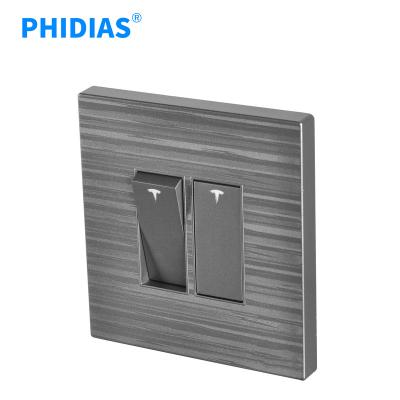 China PHIDIAS Security Standard 2 Strip High Quality BS Gray Home Use Wall Switch for sale