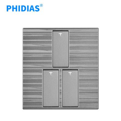 China BS High Quality Gray Home Use 3 Gang Security PHIDIAS UK Standard Electrical Wall Switch for sale