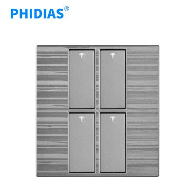 China PHIDIAS Security Standard 4 Strip High Quality BS Gray Home Use Wall Switch for sale