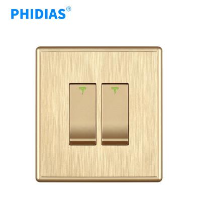 China PHIDIAS Security Standard 2 Strip High Quality BS Gold Home Use Wall Switch for sale