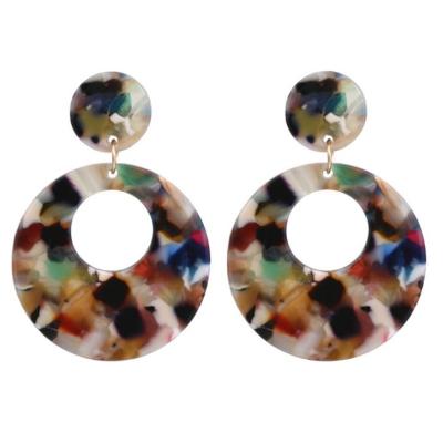 China Fashion Acrylic Round Stud Earrings Colorful Acrylic Wool Round Acetate Stud Dangle Acrylic Earrings LXES3696 for sale