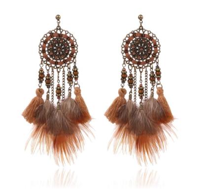 China High quality CLASSIQUE 2020 fashion style feather earrings 1HY-7333-2 retro Bohemia national seaside holiday for sale