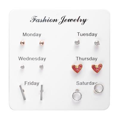 China ALLOY Fashion One Week Earrings Set With Gift Box 925 Sterling Silver Stud Earrings Set ESTZ19070130 for sale