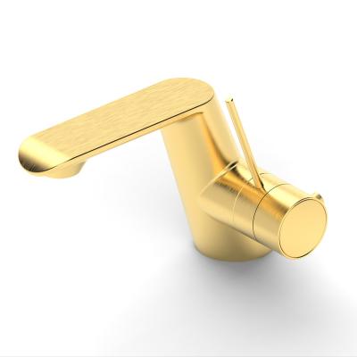 China Metered Faucets Brushed Gold Thermostatic Basin Mixer Toilet Faucets Hot Cold Water Deck Mounted for sale