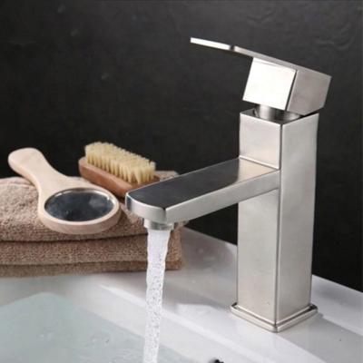 China SUS304 Faucets Stainless Steel Basin Mixer Toilet Faucets Metered Hot Cold Water Deck Mounted for sale