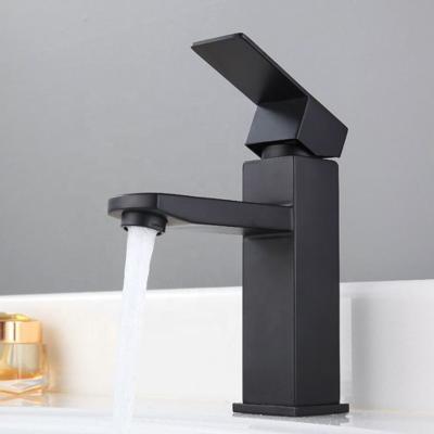 China Metered Matte Black SUS304 Stainless Steel Basin Mixer Toilet Faucets Cold Water Hot Deck Mounted for sale