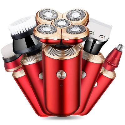 China Rechargeable Men's Hair Floating Electric Beard Shaver Triple Blade Five Heads Electric Shaving Machines 5 In 1 Full Body Electric Razor for sale