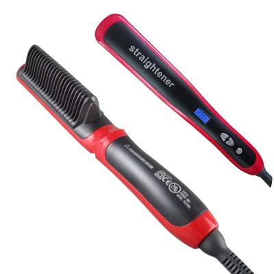 China LCD Temperature Display Electric Beard Brushes Quick Functional Hair Style Straightener Men Beard Straightener Show Hair Straightener Comb Curling Comb Tools for sale