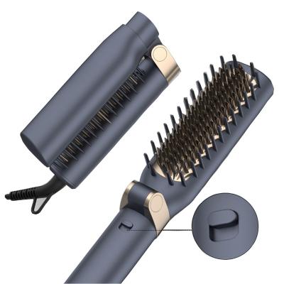 China RTS Small Round Wholesale Order Foldable Ceramic Hair Straightening Straightener Comb Heated Electric Hair Straightener Brush for sale