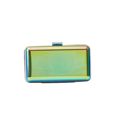 China 2021 New Fashion Iron Small Square Hologram Box Clutch Bag for sale