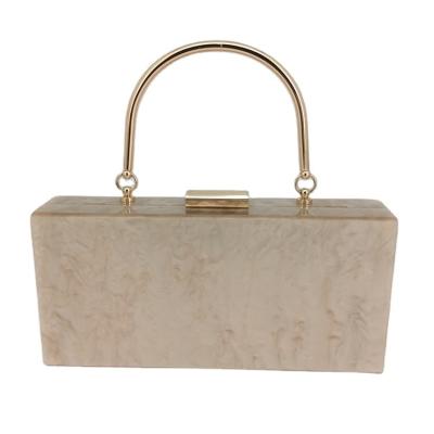 China Vintage Fashion Trendy Women's Nude Marble Acrylic Clutch Box With Metal Handle for sale