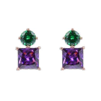 China Factory Price Classic Wholesale Women Earrings Dark Purple Round Square Earring for sale