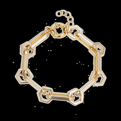 China Trendy Fashion Style 23K High Quality Gold Plated Hexagon Linking Gold Bracelet for sale