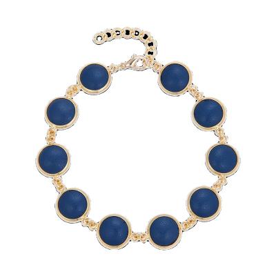 China Simple And Elegant Ladies Jewelry Fashionable Blue Metal Cowhide Bracelet Real for sale