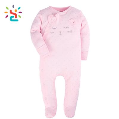 China Organic Sleeper Playsuit Cotton Baby Boy Girl Zipper Front Sleep Footed Sleeper Long Sleeve Clothing for sale