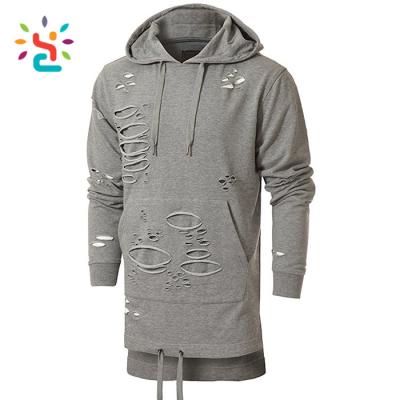 China Wholesale custom mens vintage distressed fleece hoodies women drawstring hoodies hombre anti-pilling ripped jacket for sale