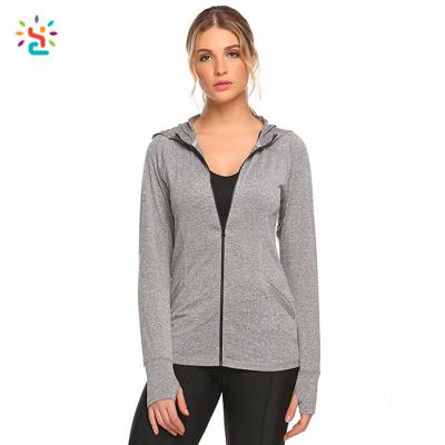 China Anti-pilling New Arrival Women's Gym Hoodies Thumb Hole Zipper Slim Fit Heather Color Blank Hoodies Sweatshirt for sale