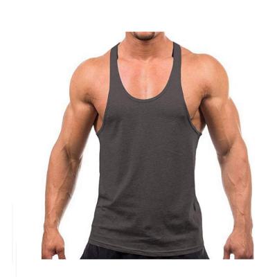 China Breathable Men Deep Cut Sleeveless Gym Tank Tops White Smooth Y Back Bodybuilding Gym Tank Tops Tank Tops for sale