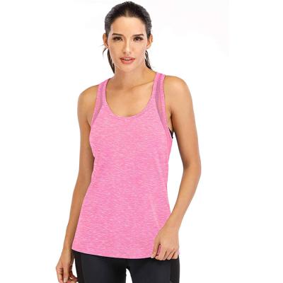 China QUICK DRY Custom Workout Tank Top Loose Fit Yoga Top Mesh Racerback Open Back Gym Tank Tops For Women for sale