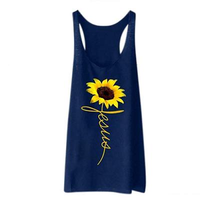 China Funny Graphic Women's Anti-Pilling Sunflower Print Tank Tops Tank Tops Crew Neck Sleeveless Tunic Top T-Shirt for sale