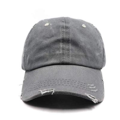 China New COMMON Distressed Baseball Cap Ponytail Baseball Cap Dad Hat Increasing Running Blank Baseball Cap for sale