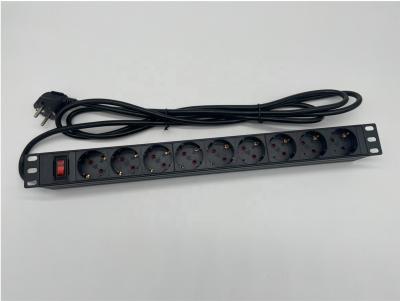 China Aluminum+PC Regulink PDU 1U 9ways Shuko / Germany Outlet Plastic PDU With Indicator Light for sale