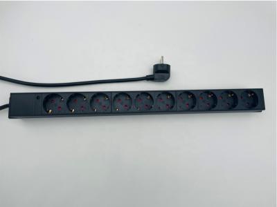 China Plastic Vertical PDU 10ways Shuko Outlet Germany Type Aluminum+PC Plug With Indictaor Light for sale