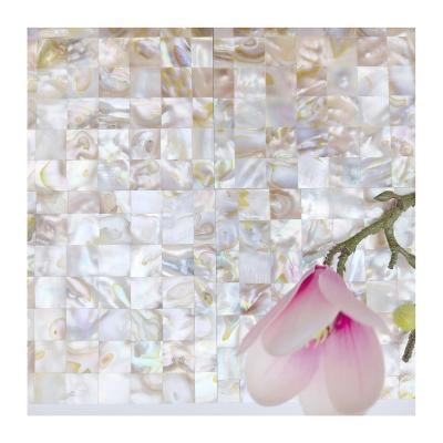 China Thick Parquet Veneer Bathroom Tiles Pearly White Shell Mosaic Tile for sale