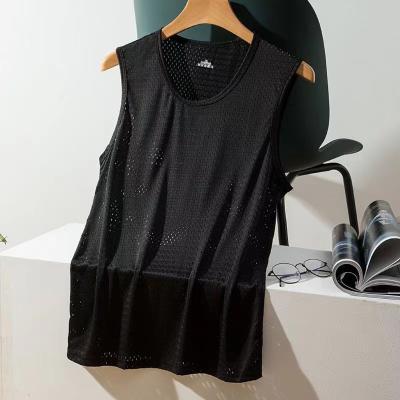 China Fashion men's other new style ice silk vest men's quick-drying thin mesh breathable sports vest wear men's T-shirt sleeveless summer for sale