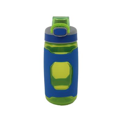 China Sustainable Silicon Water Bottle With Sleeve Kids Sports Outdoor Carrying Plastic Water Bottle Bpa Free for sale