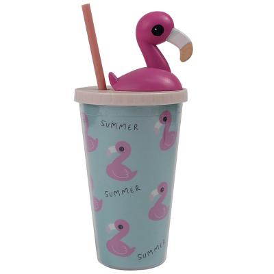 China Most Popular Flamingo Printing Children's Cup Custom Tumbler Cups Plastic Cold Drink Cups Reusable for sale