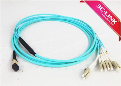 China Blue MPO MTP Patch Cord Trunk Fiber Optic Cables 8/12/24 Fibers Cores and PC/UPC for sale