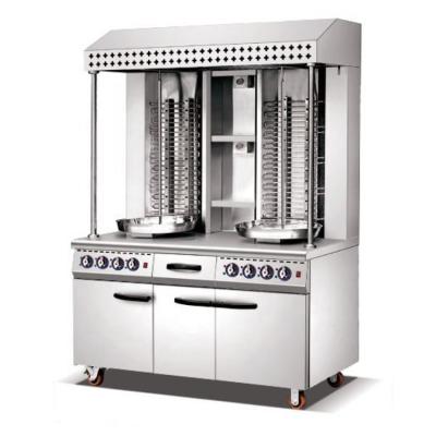 China High Efficiency LPG Gas Shawarma BBQ Grill Two Vertical Infrared Burners Gas Doner Kebab Maker Shawarma Grill Machine for sale