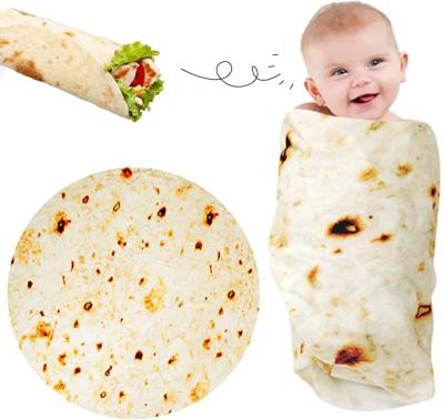 China 2021 HOT Selling PORTABLE Amazon Soft Flannelette Burrito Blankets Multifunctional Infant Skin Friendly Towel Round 100Gsm Newborn Baby Wrap for sale