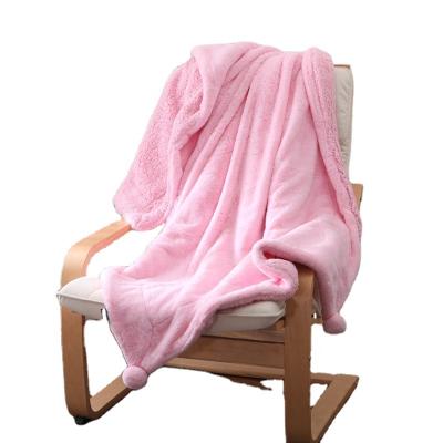 China Viable Wholesale Lambs Wool Blanket With Double Sided Plaid Covering Chunky Flannel Coral Fleece Blanket for sale