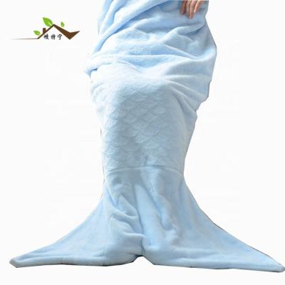 China PORTABLE Customized Tail Knitted Flannel Fleece Blanket Mermaid Blanket for sale