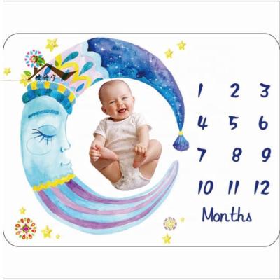 China Latest Sustainable Products Polyester Baby Month Milestone Blanket Custom Printed for sale