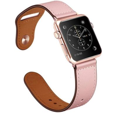 China Daily Life Chungming OEM Wholesale Price Handmade Genuine Leather Watch Band For Apple Watch 7 Se 6 5 4 3 Leather Strap 38/40/42/44mm for sale