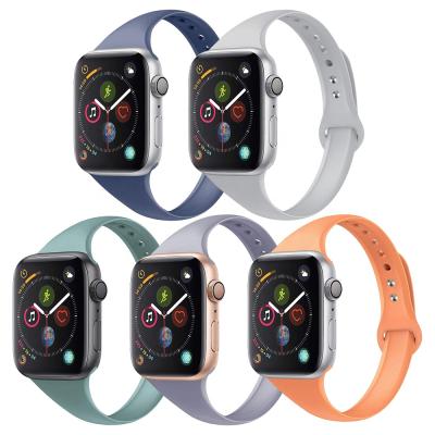 China Chungming Silicone Replacement Strap Rubber Thin Thin Soft Band For Apple Watch 7 Series 41mm 45mm Se 6 5 for sale